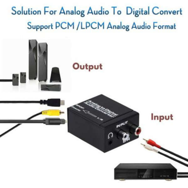 Analog to Digital Audio Converter 3.5mm AUX to Digital Audio Adapter-Black