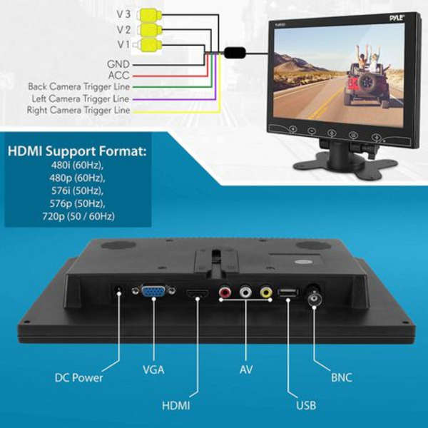 TFT LED HD Digital Display Monitor 10.1" - Black