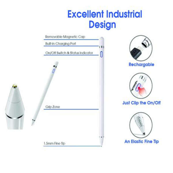 Q-Pencil Pen Smart Device Active Stylus Pen iOS &amp; Android - White
