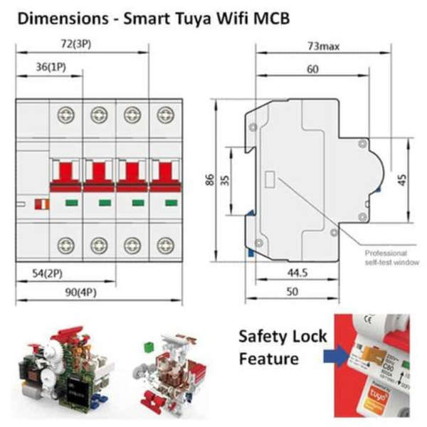 TUYA Smart Switch 25A Circuit Breaker - Energy Saving - Wi-Fi - 230V AC