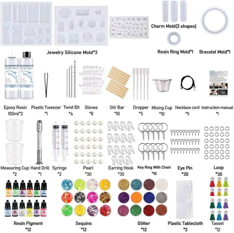 Resin Epoxy Starter Kit with Pigment - 239 PC
