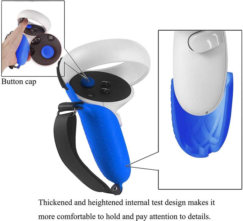 Silicone Controller Grip Cover and Face Cover, VR Oculus Quest 2 Accessories (Blue Silicone Cover)