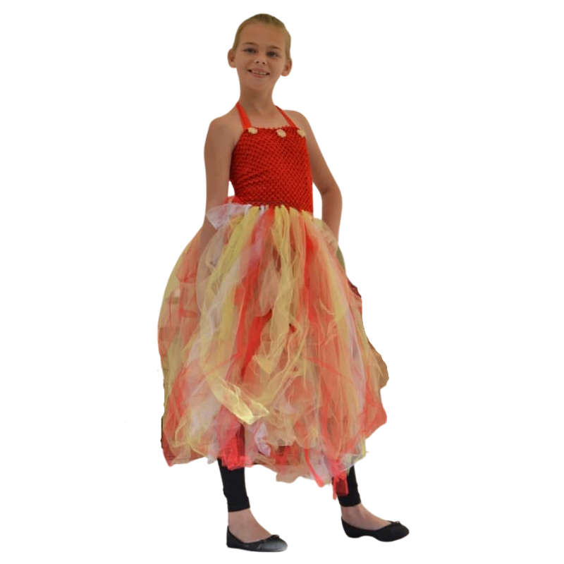 Girls Tutu Dress - Red and Yellow - 5-8y - 55cm