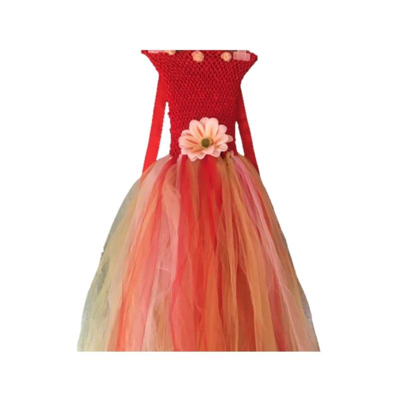 Girls Tutu Dress - Red and Yellow - 5-8y - 55cm