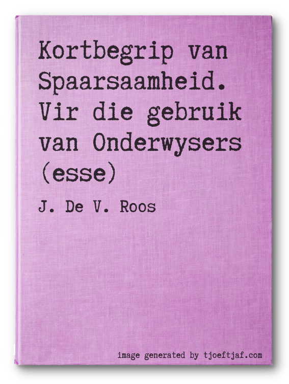 Kortbegrip van Spaarsaamheid. Vir die gebruik van Onderwysers (esse)