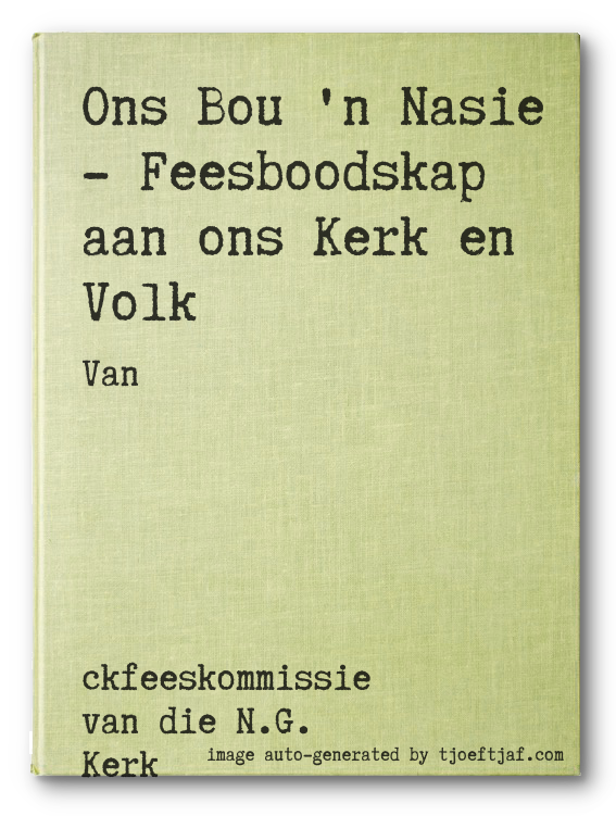 Ons Bou 'n Nasie - Feesboodskap aan ons Kerk en Volk