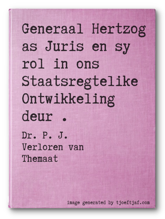 Generaal Hertzog as Juris en sy rol in ons Staatsregtelike Ontwikkeling deur .