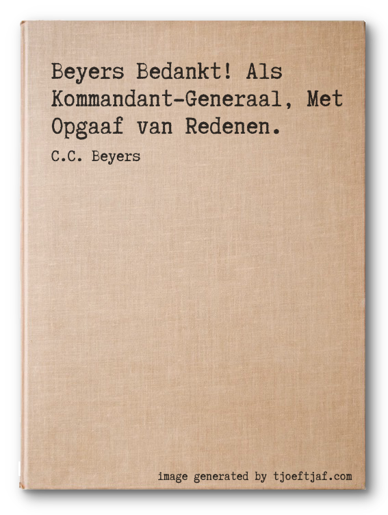 Beyers Bedankt! Als Kommandant-Generaal, Met Opgaaf van Redenen.