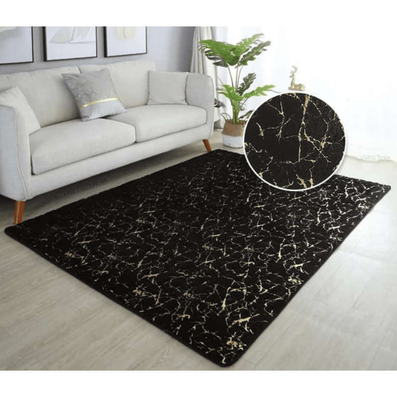 Soft Rug With Marble Gold Finish