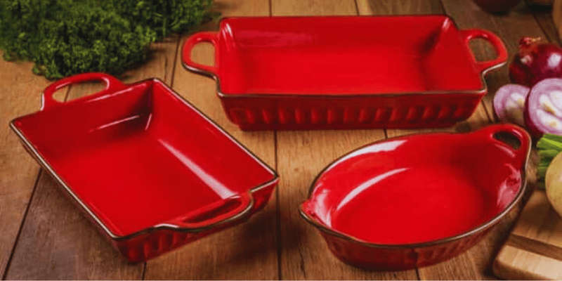 3 Piece Bakeware Set - Durable Stoneware for Perfect Baking