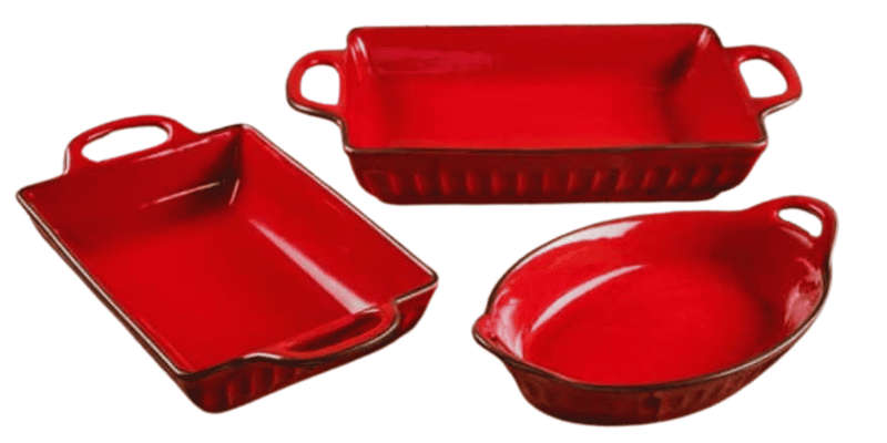 3 Piece Bakeware Set - Durable Stoneware for Perfect Baking