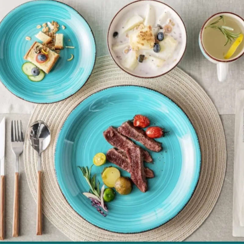 Modern Stoneware Dinnerware Set - 16-Piece, Includes 4 Dinner Plates, 4 Side Plates, 4 Bowls, and...