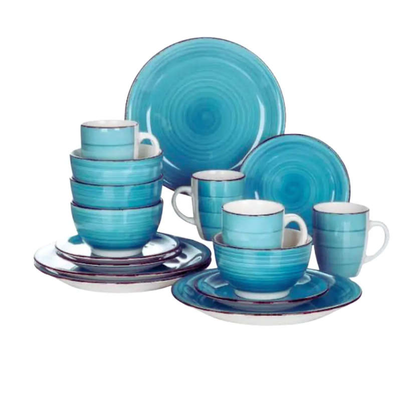 Modern Stoneware Dinnerware Set - 16-Piece, Includes 4 Dinner Plates, 4 Side Plates, 4 Bowls, and...