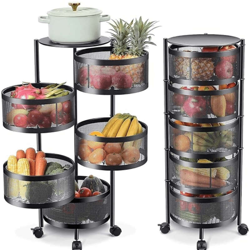 Versatile Kitchen Storage Cart on Wheels - Ideal for Vegetables, Fruits, Pots, and More!