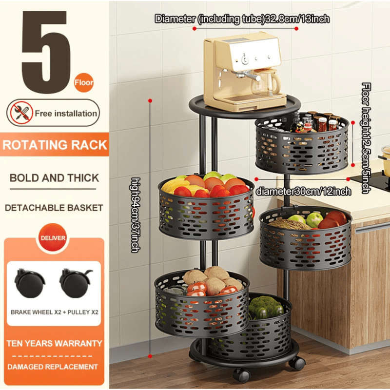Versatile Kitchen Storage Cart on Wheels - Ideal for Vegetables, Fruits, Pots, and More!