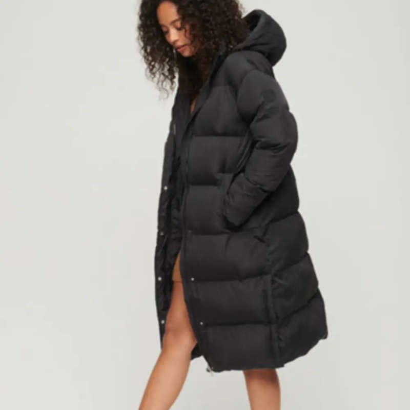 Black-Luxurious Ladies Long Puff Coat for Special Occasions
