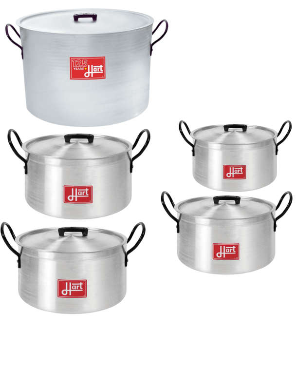 Catering Essentials: 7-Piece Combo Set with 50L, 36L, 21L, 12L, 5L Pots, 4-Plate Gas Stove, and 7...