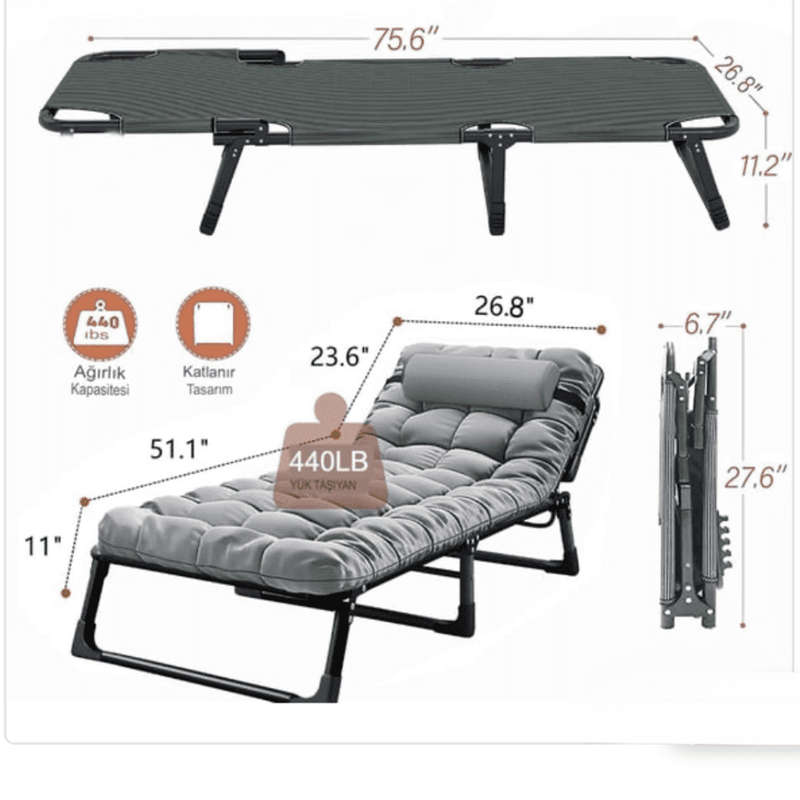 Luxury Portable Folding Chaise Lounge
