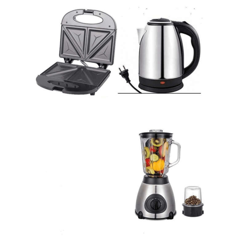 Kitchen Essentials Set: Kettle, Blender, and Sandwich Maker Combo