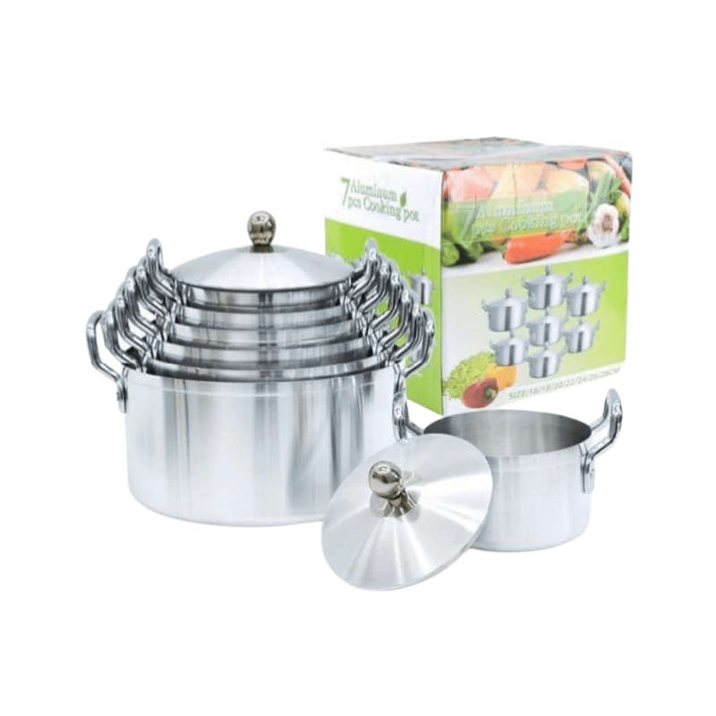 14-Piece High-Quality Aluminium Polished Deep Pot Cooker Set