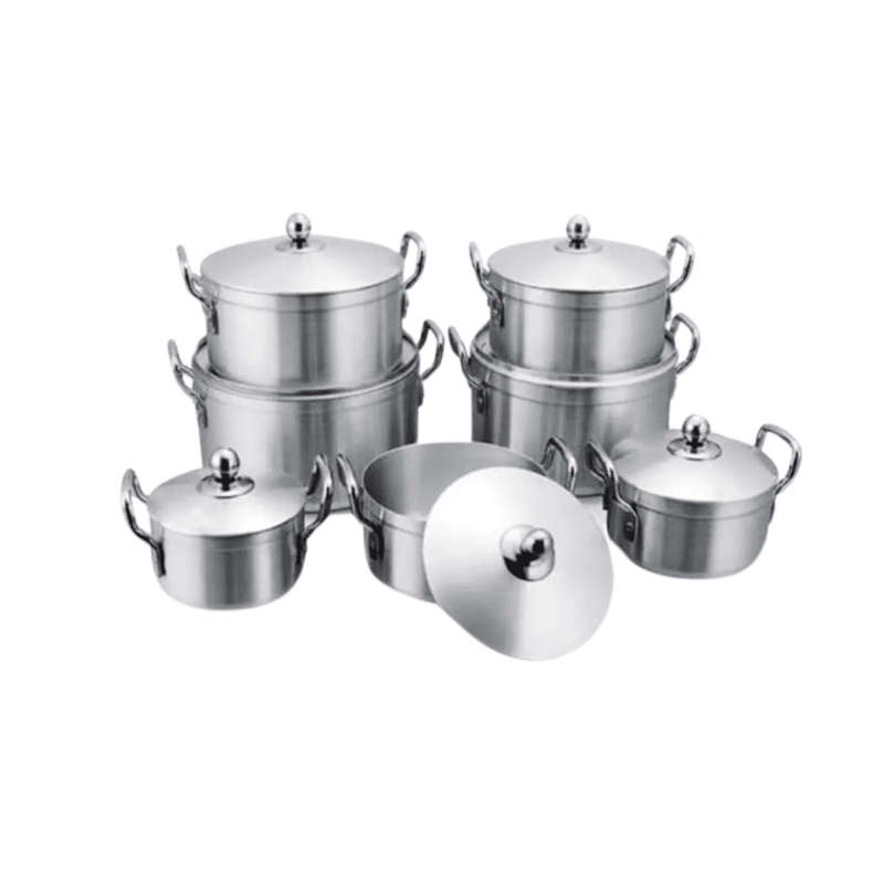 14-Piece High-Quality Aluminium Polished Deep Pot Cooker Set