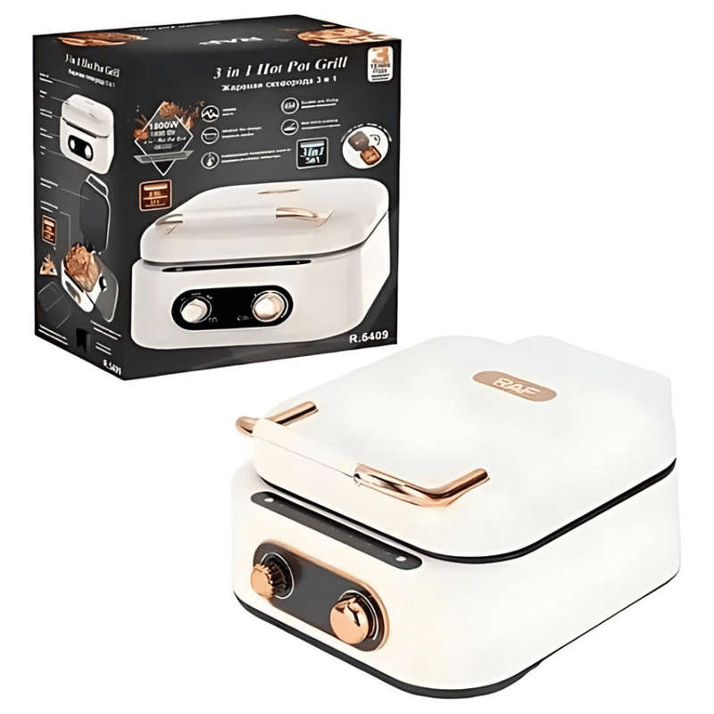 3-in-1 Hot Pot Grill  Non-Stick, Multifunctional Cooking Appliance