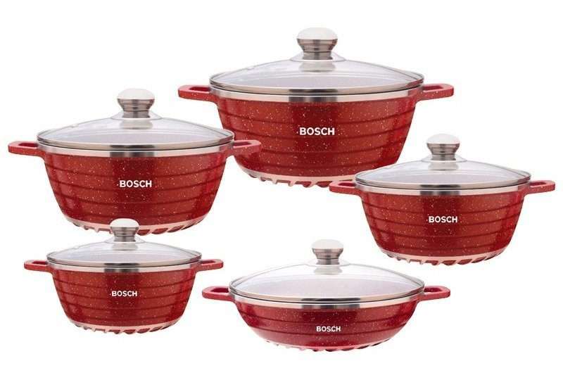 BOSCH 10-Piece Granite Cookware Set  Durable, Non-Stick, and Stylish