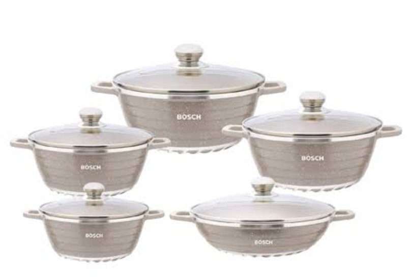 BOSCH 10-Piece Granite Cookware Set  Durable, Non-Stick, and Stylish