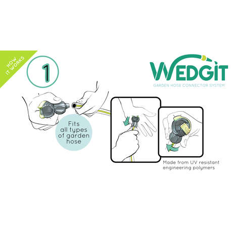 WEDGIT Tough Garden Hose Connector Starter Set for 19mm (3/4") Hose