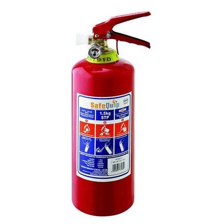 Safequip - 1.5Kg Dcp Fire Extinguisher With Bracket - Red