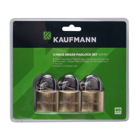 Kaufmann Lock Set - Brass - 50mm 3 Piece