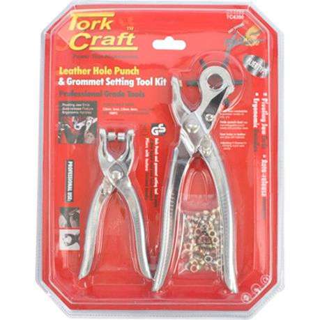 Tork Craft Leather Hole Punch &amp; Grommet Setting Tool Kit