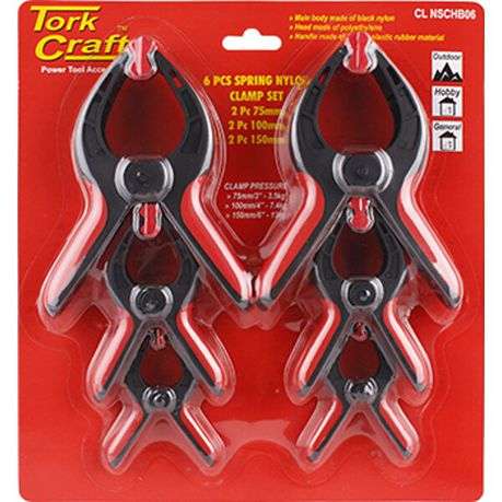 Tork Craft Clamp Spring Nylon 6Pce Set 75mm/100mm/150mm