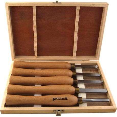 Tork Craft Chisel Set Wood Turning 270mm  Hss 5 Piece Wood Case