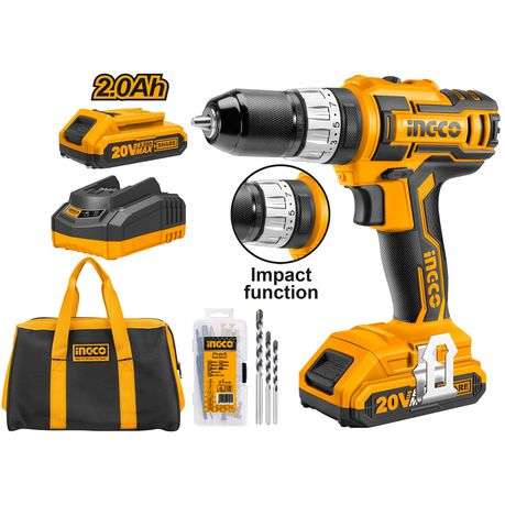 Ingco - Li-Ion Cordless Impact Drill - MEGA COMBO KIT (20V)