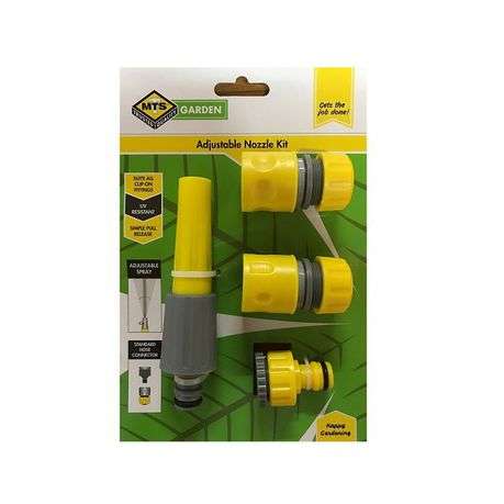 MTS Hose Pipe Fittings and Nozzle Set 4 Piece (12mm 1/2")