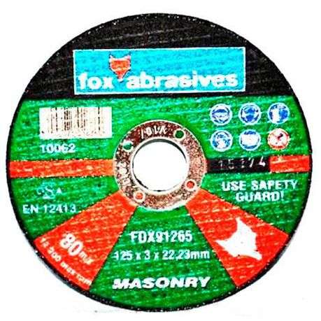 Fox Tools - Abrasive Cutting Disc Masonary - 125 x 3.0mm