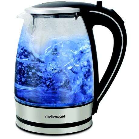 Mellerware Kettle 360 Degree Cordless Glass Silver 1.8L 2200W "Azure"