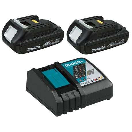 Makita BL1815 Batteries (x2) and Compact Fast Battery Charger Combo Set