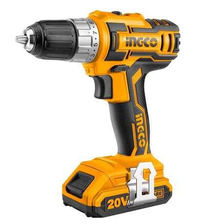 Ingco - Cordless Drill, 2 x 2Ah Batteries, Charger, Bag &amp; Accessory Set