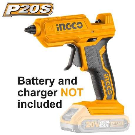 INGCO - Glue Gun with 3 Glue Sticks (Cordless) - 20V
