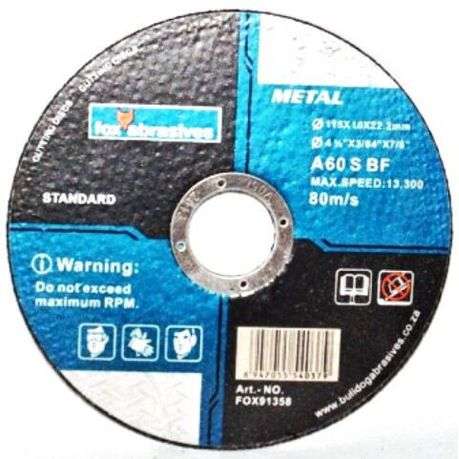 Fox Tools - Abrasive Cutting Disc Steel Standard - 115 x 1.0mm