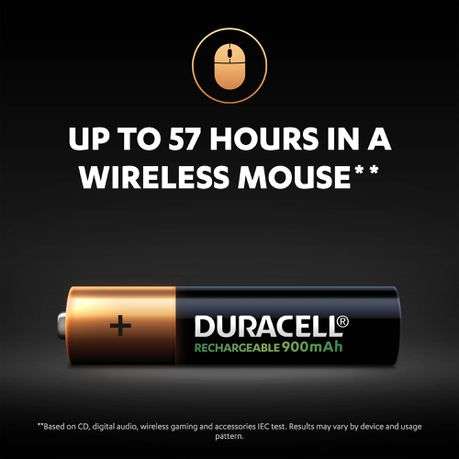 Duracell Rechargeable AAA 900mAh batteries - 4 Pack