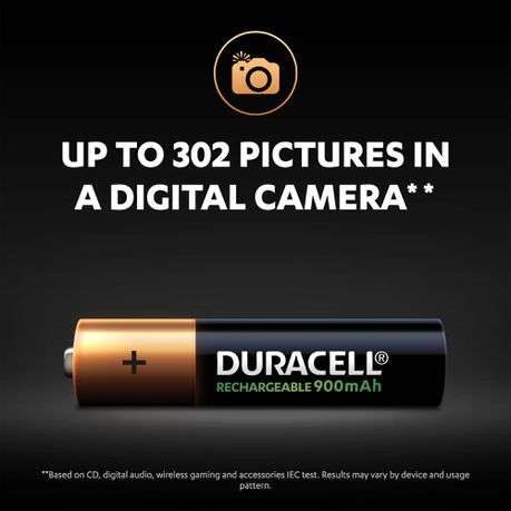 Duracell Rechargeable AAA 900mAh batteries - 4 Pack