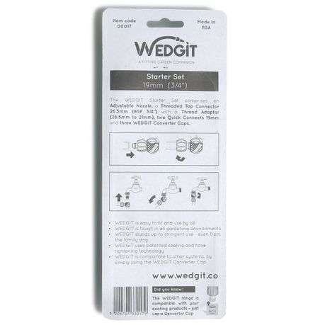 WEDGIT Tough Garden Hose Connector Starter Set for 19mm (3/4") Hose