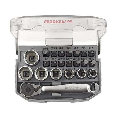 Gedore Red Bit Ratchet Set 1/4" With Adaptor - Compact