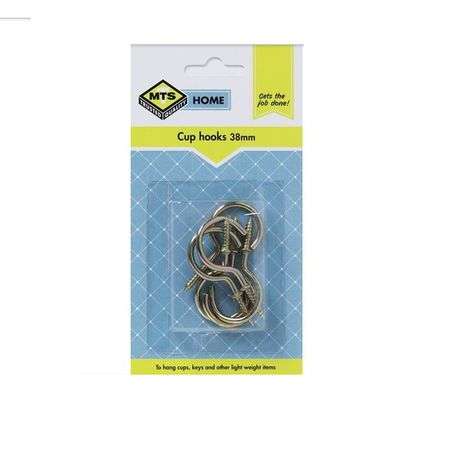 MTS Home  Cup Hooks 38mm Brass 6 Pieces