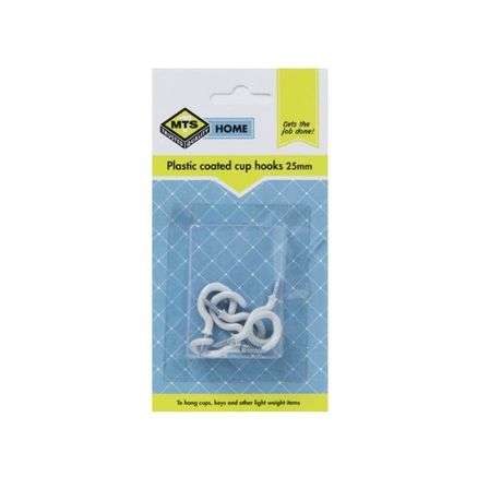MTS Home  Cup Hooks 25mm P/Coated 6 Pieces