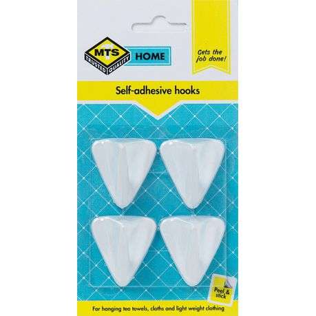 MTS Home Plastic Single Adhesive Hook - 4 Piece