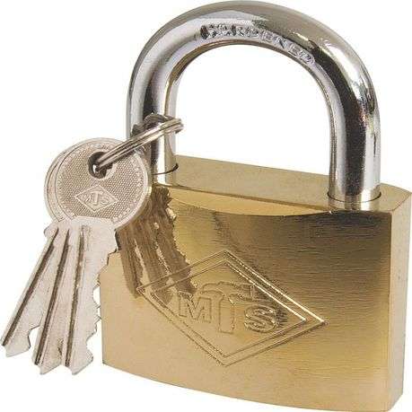 MTS Padlock  Brass/Pl 63mm D/Blist Wz363